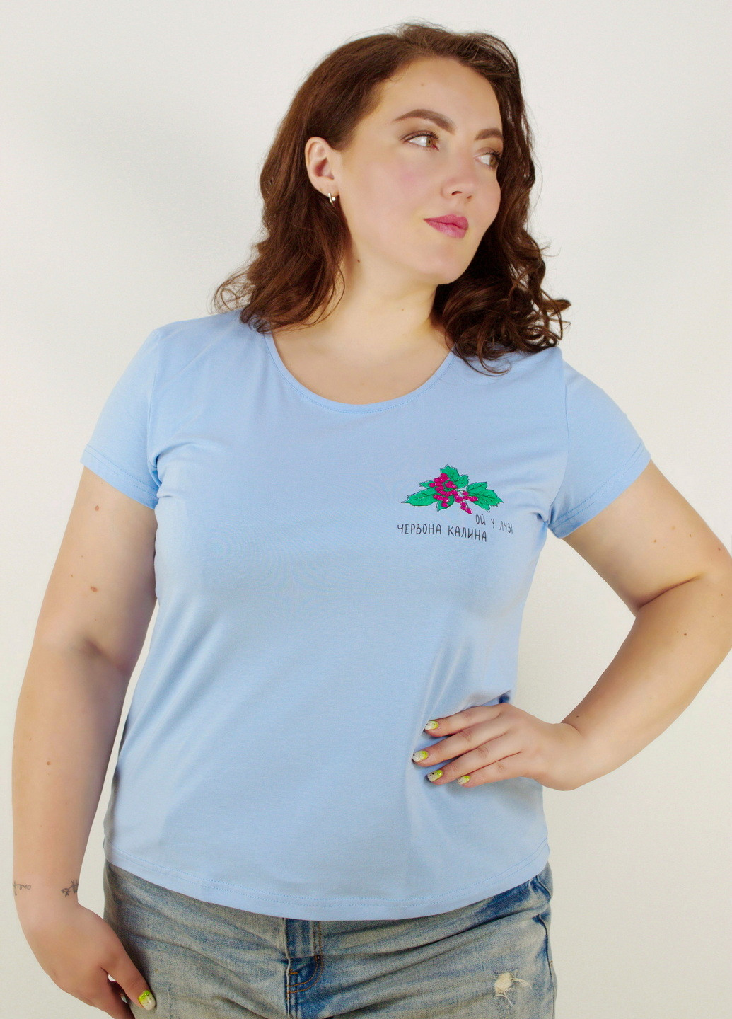 Голубая всесезон футболка женская хлопковая с коротким рукавом NEL