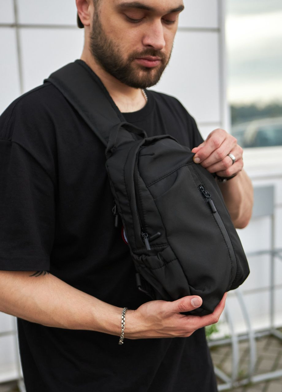 Чоловіча сумка-слінг через плече/нагрудна у чорному кольорі No Brand (260396321)