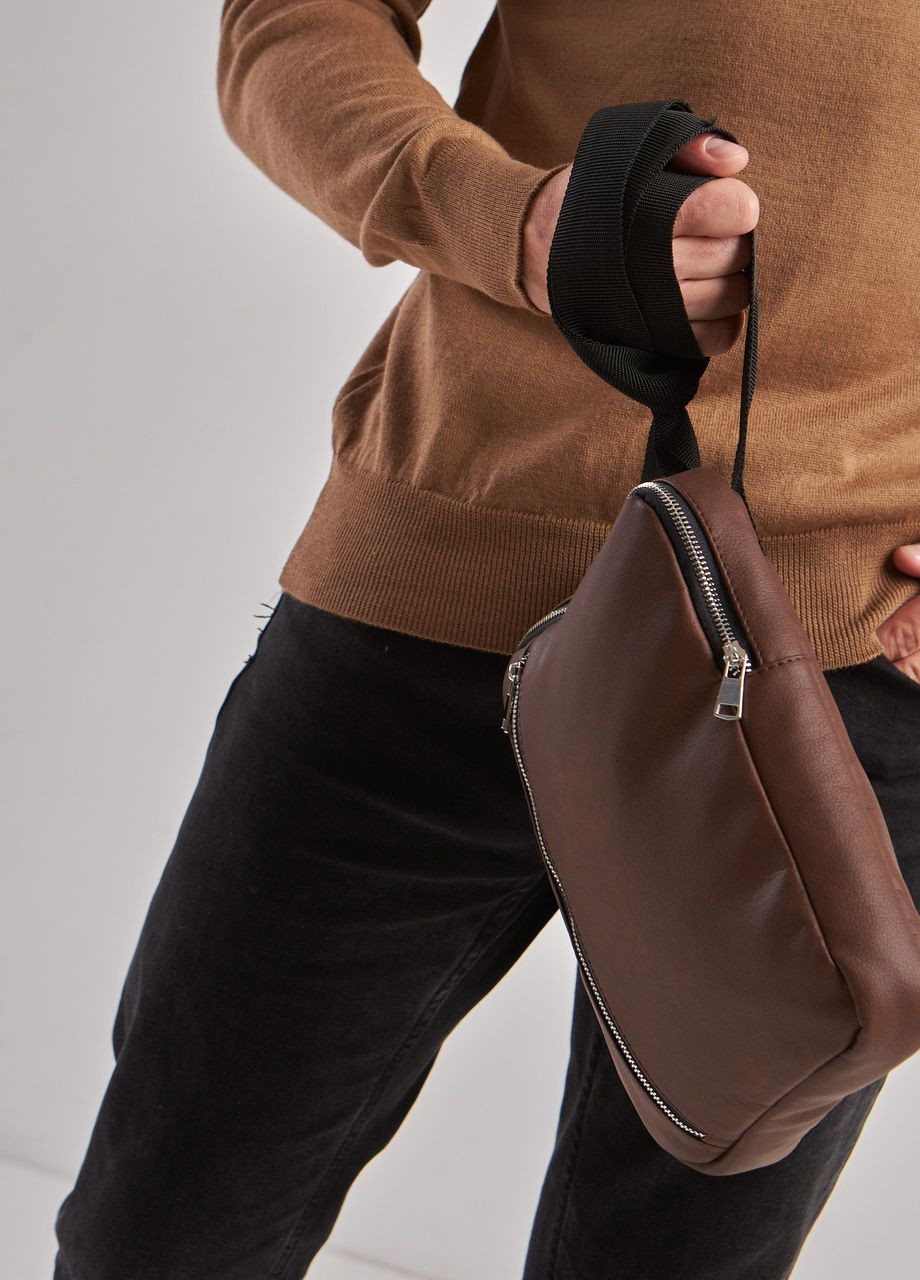 Чоловіча коричнева сумка планшет через плечо екошкіра No Brand Vertical (260396340)