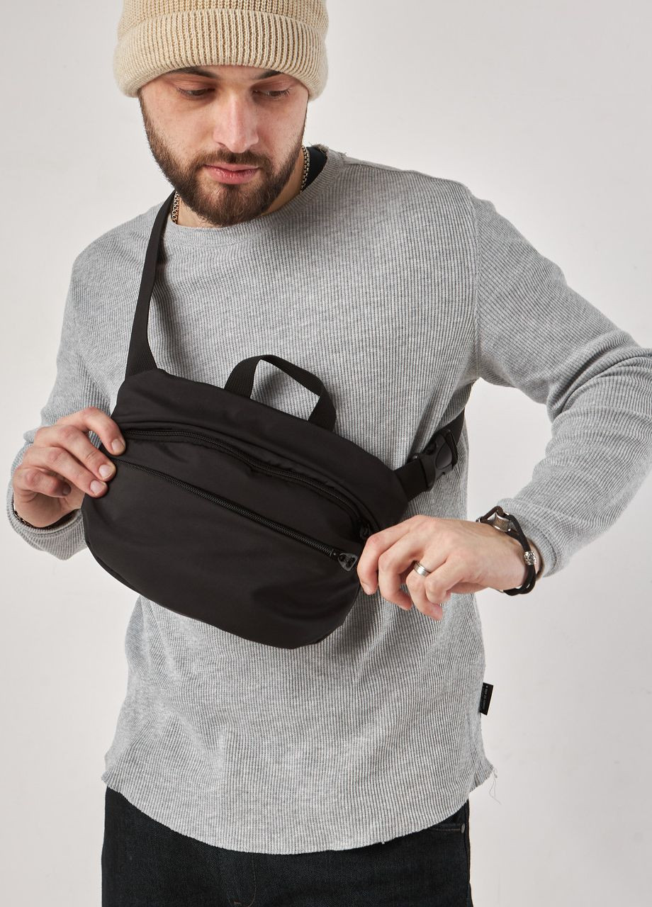 Поясна сумка, бананка через плече стильний та практичний аксесуар чорний колір No Brand frog (260396316)