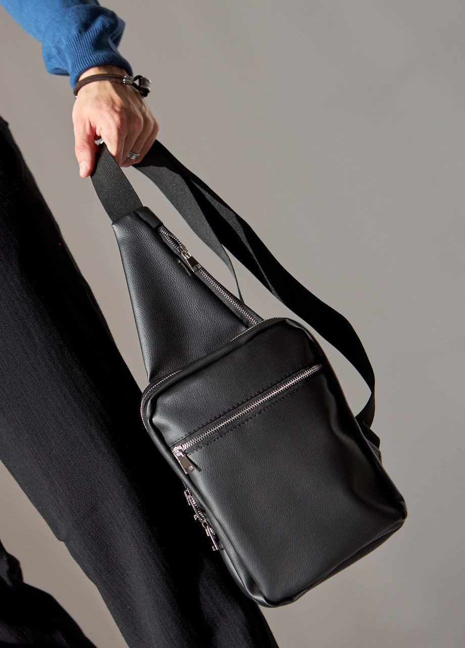 Чоловіча нагрудна сумка слінг шкіряна з кобурою на липучці на 4 відділення No Brand TacticaSlinq (260396298)