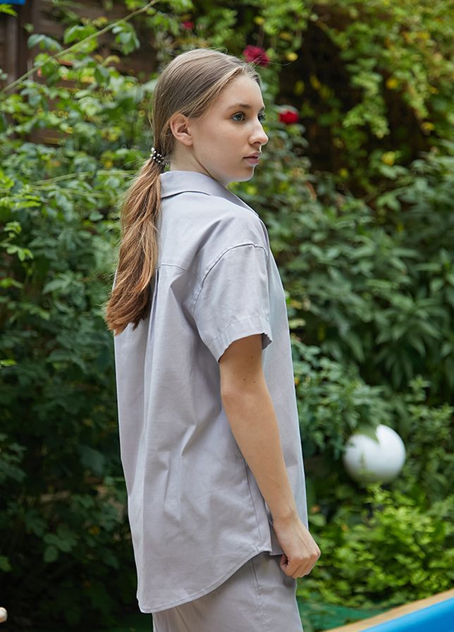 Серая повседневный рубашка однотонная Forly