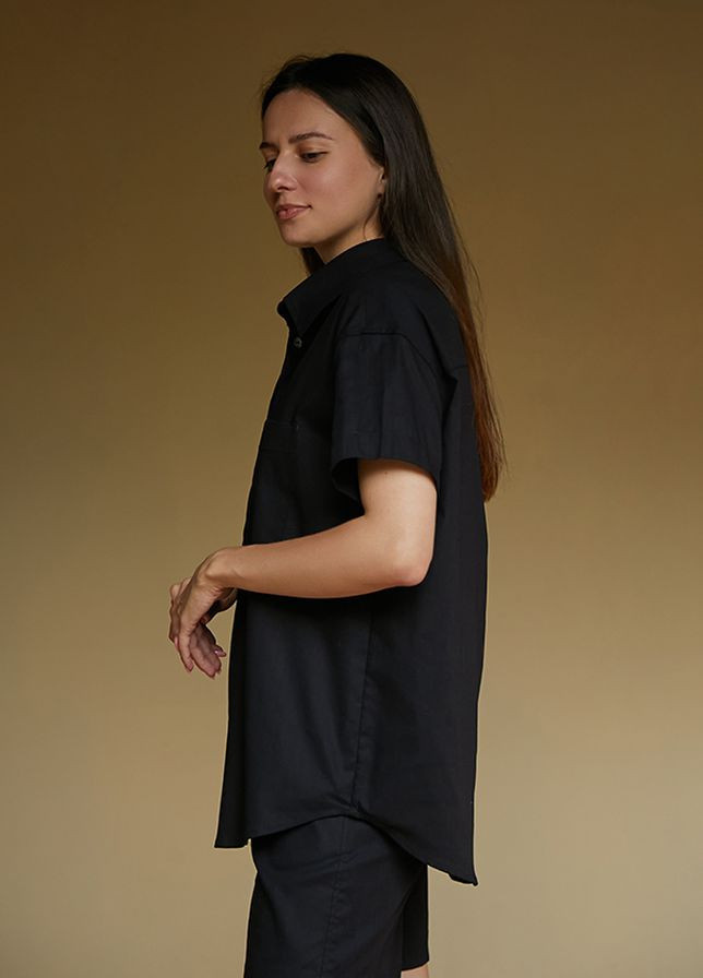Сорочка з коротким рукавом зі 100% льону Black Forly (260408572)