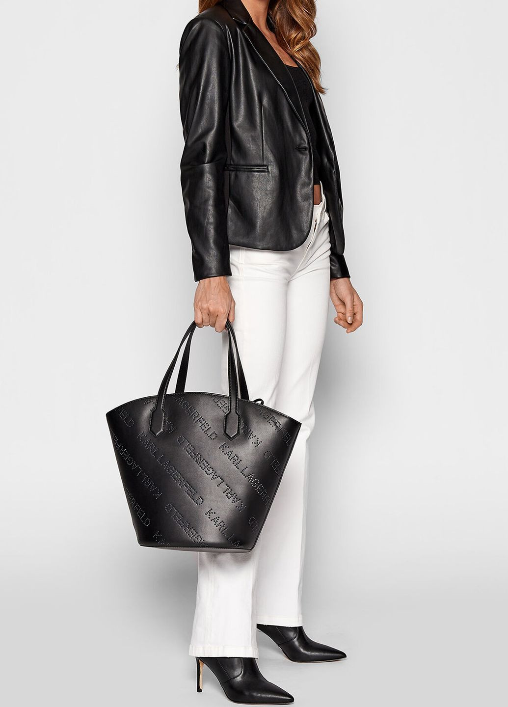 Черная кожаная сумка-шоппер Karl Lagerfeld (260474855)