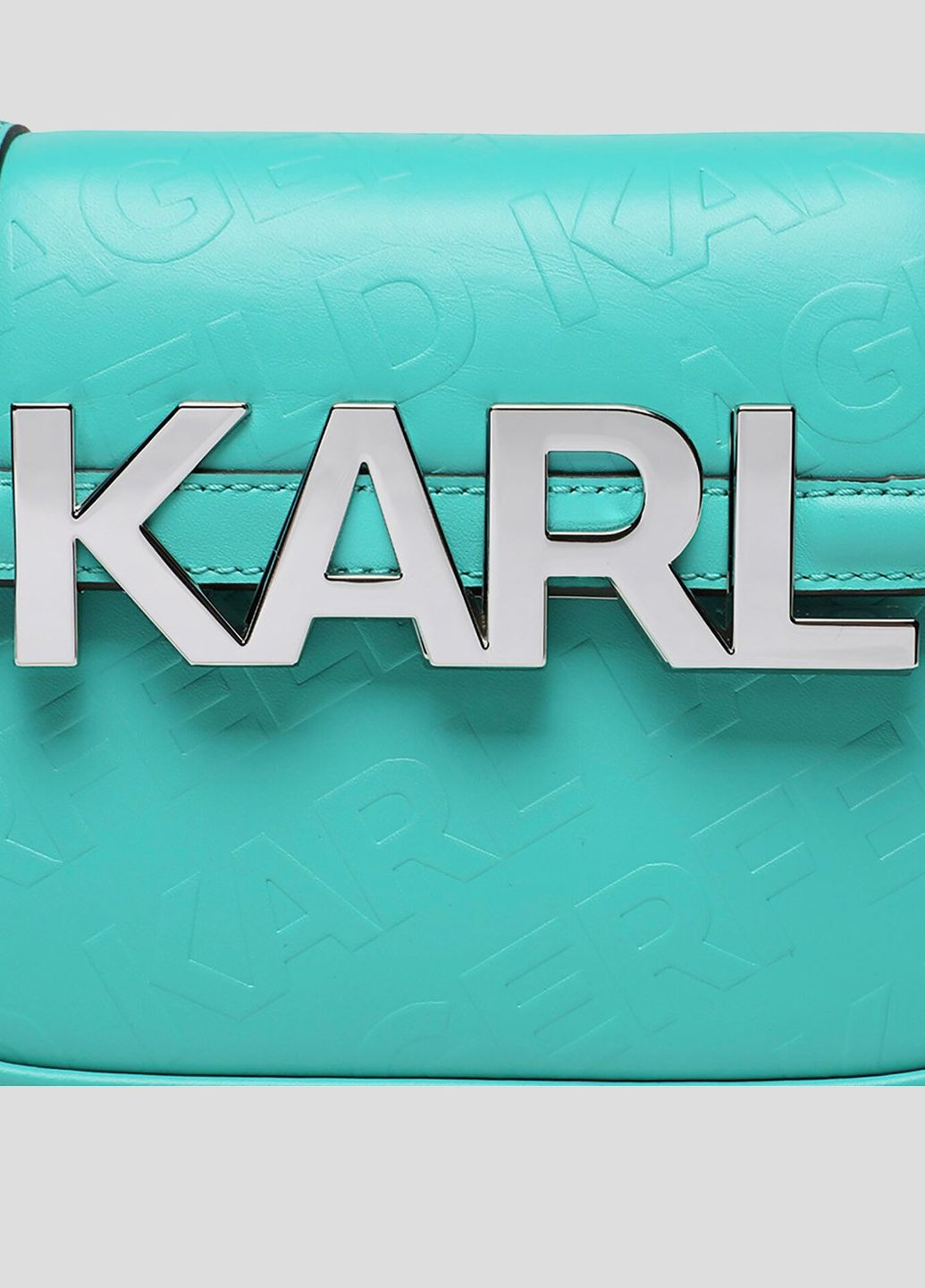 Бирюзовая кожаная сумка кросс-боди с лого Karl Lagerfeld (260474854)