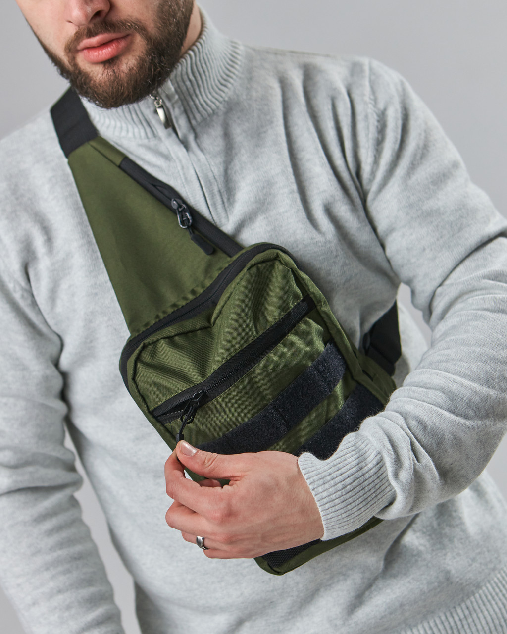 Нагрудна тактична сумка барсетка слінг Tactica3, із системою молі хакі колір No Brand tactica 3 (260492539)