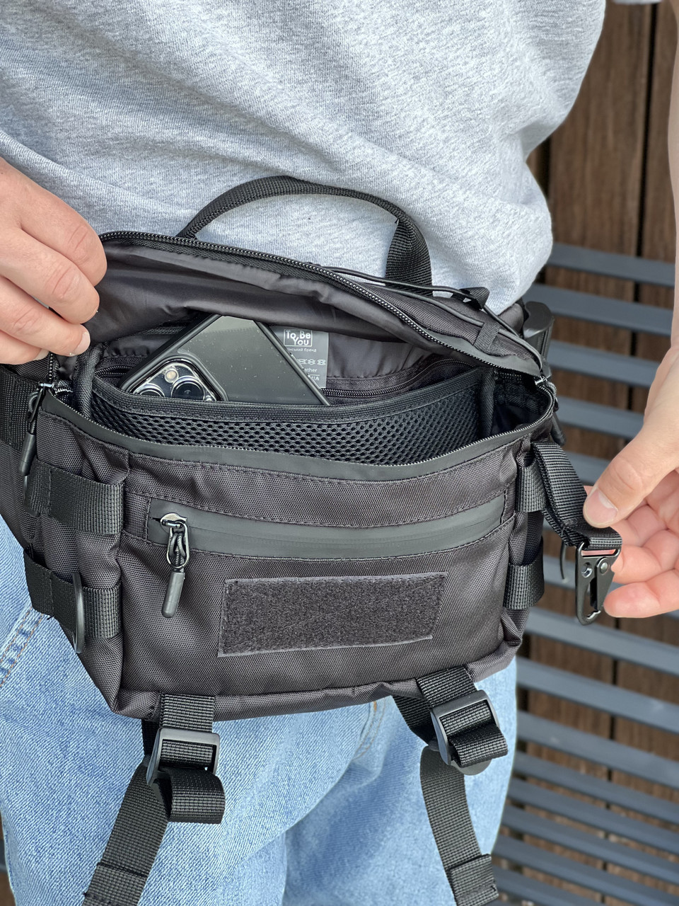 Тактическая бананка, поясная сумка с карабином черный цвет No Brand Tactica TT (260492531)