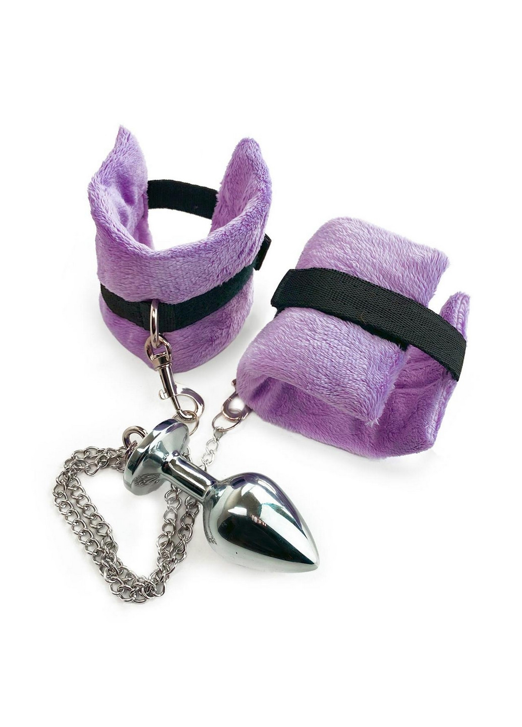 Наручники с металлической анальной пробкой Handcuffs with Metal Anal Plug size M Purple Art of Sex (260450132)