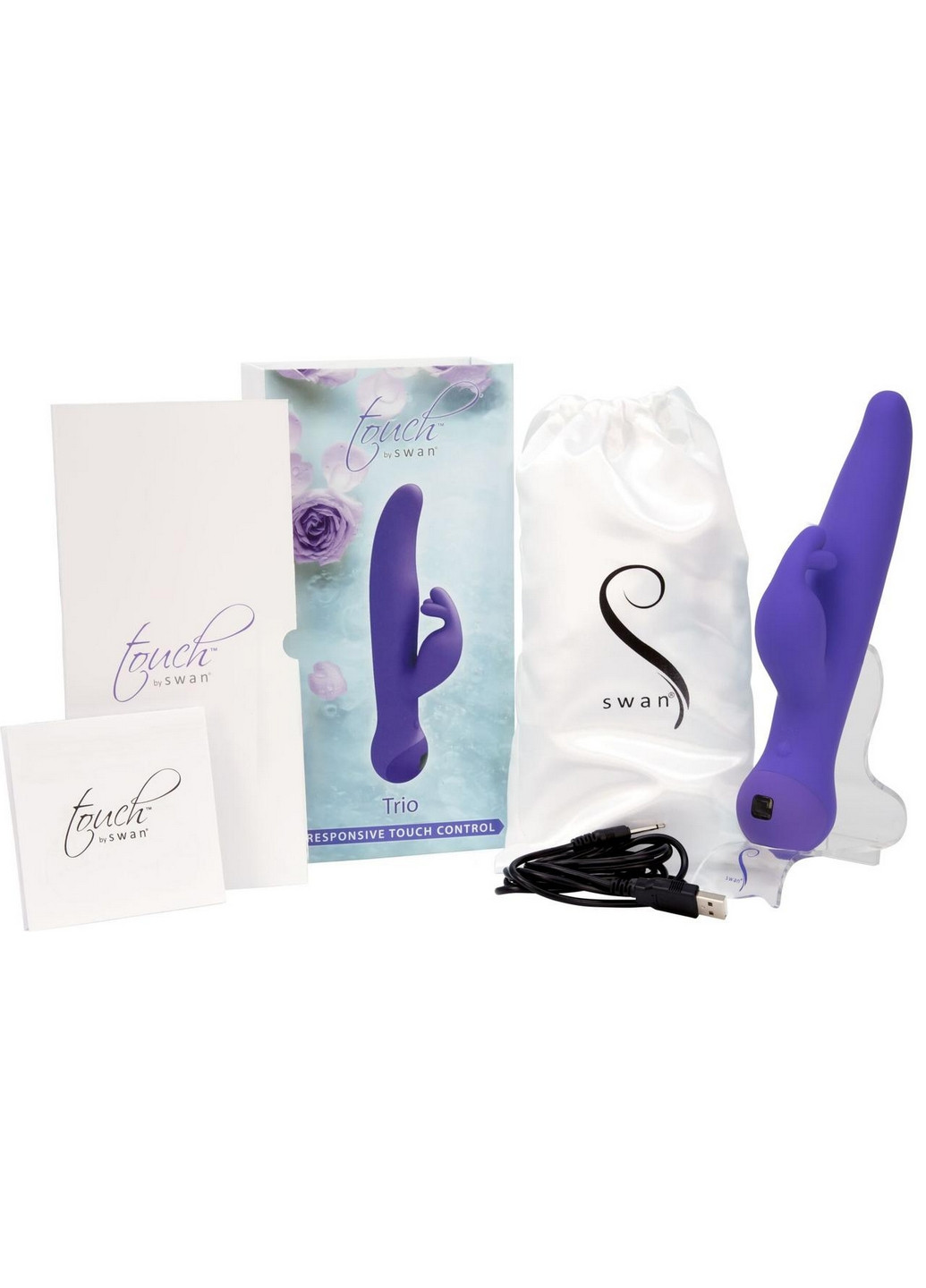Вибратор-кролик с сенсорным управлением и ротацией Touch by - Trio Purple Swan (260449967)