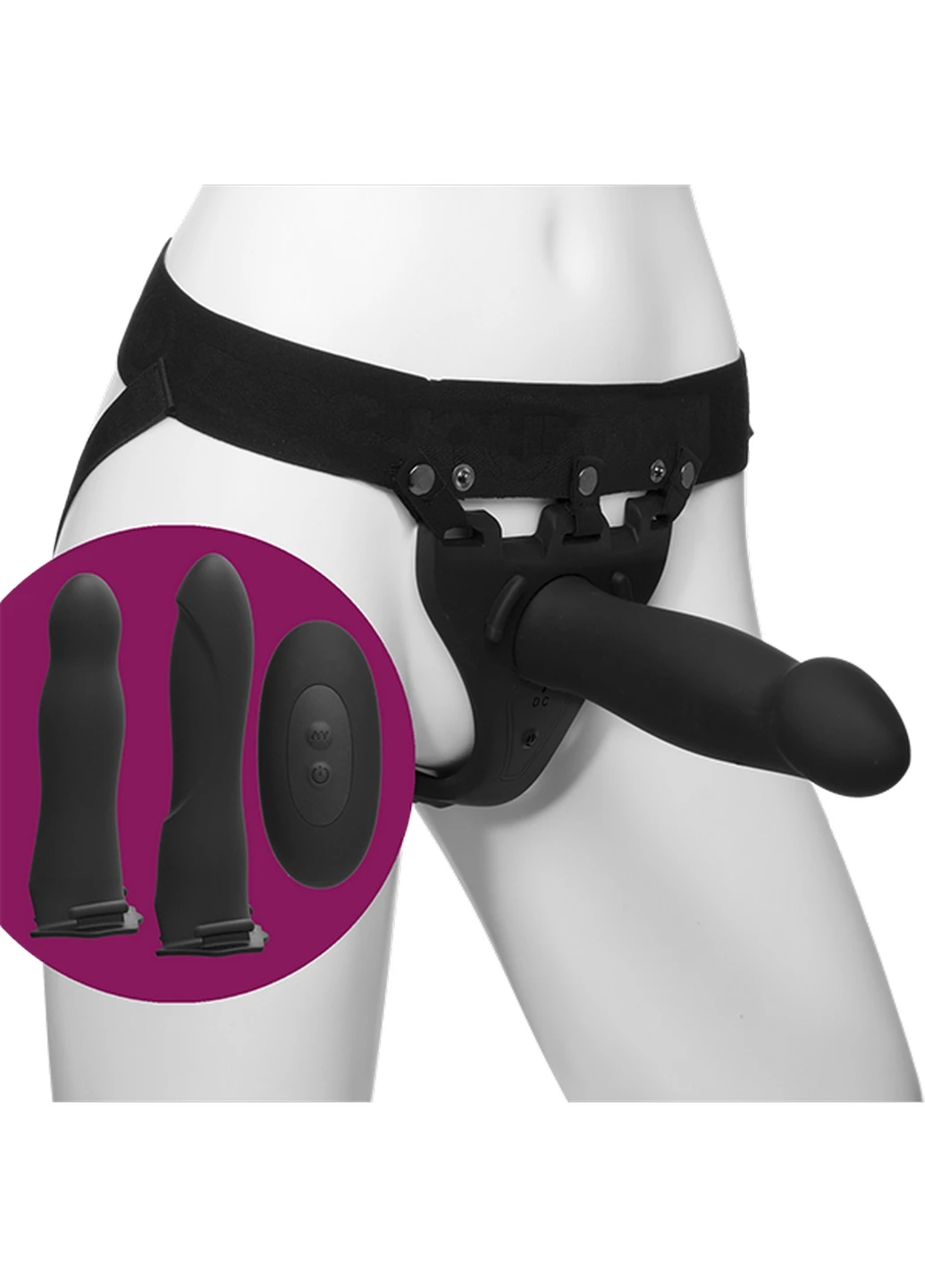Набір для страпону з вібрацією Body Extensions - BE Naughty - Black Doc Johnson (260449848)