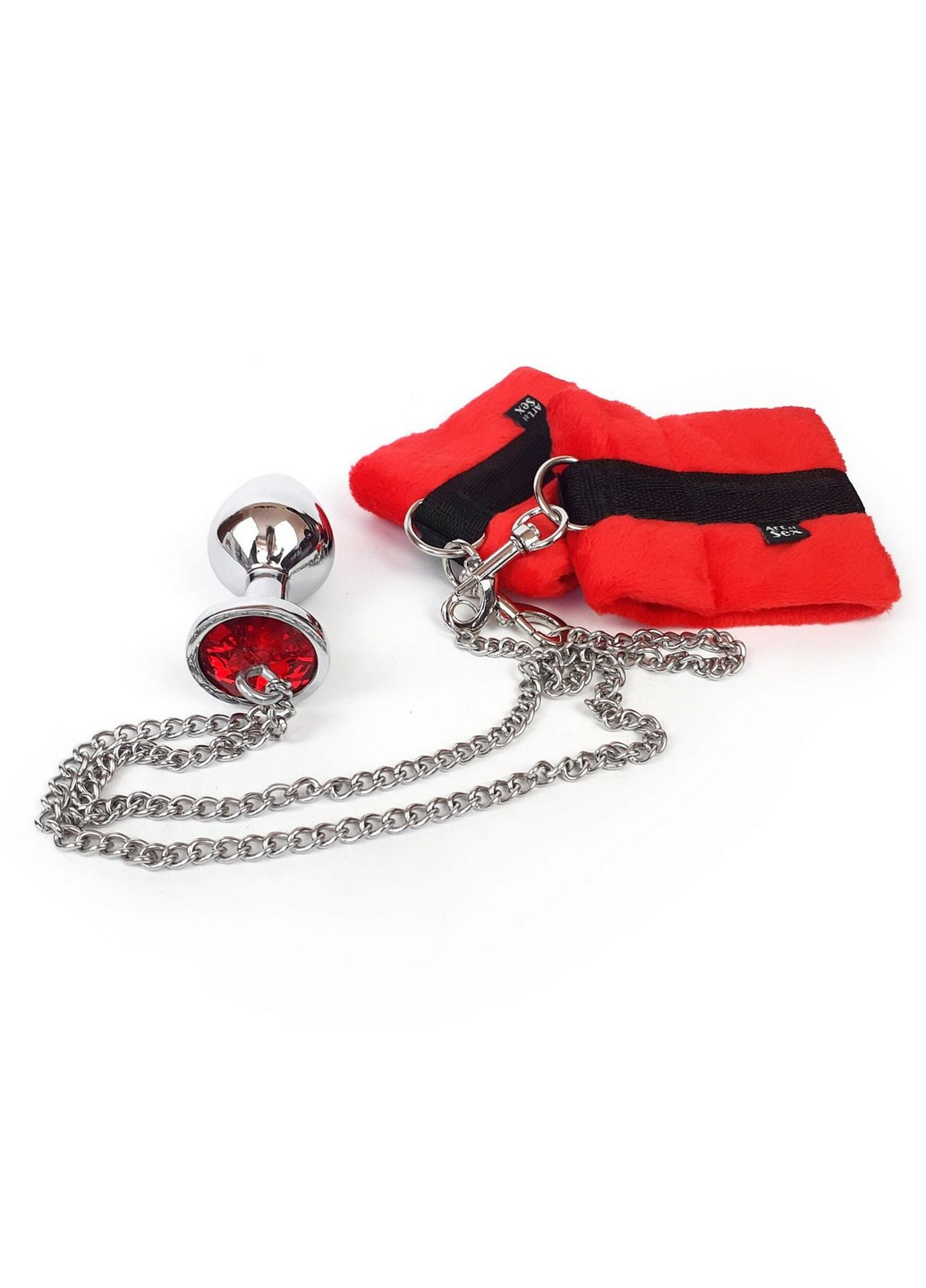 Наручники с металлической анальной пробкой Handcuffs with Metal Anal Plug size M Red Art of Sex (260450735)