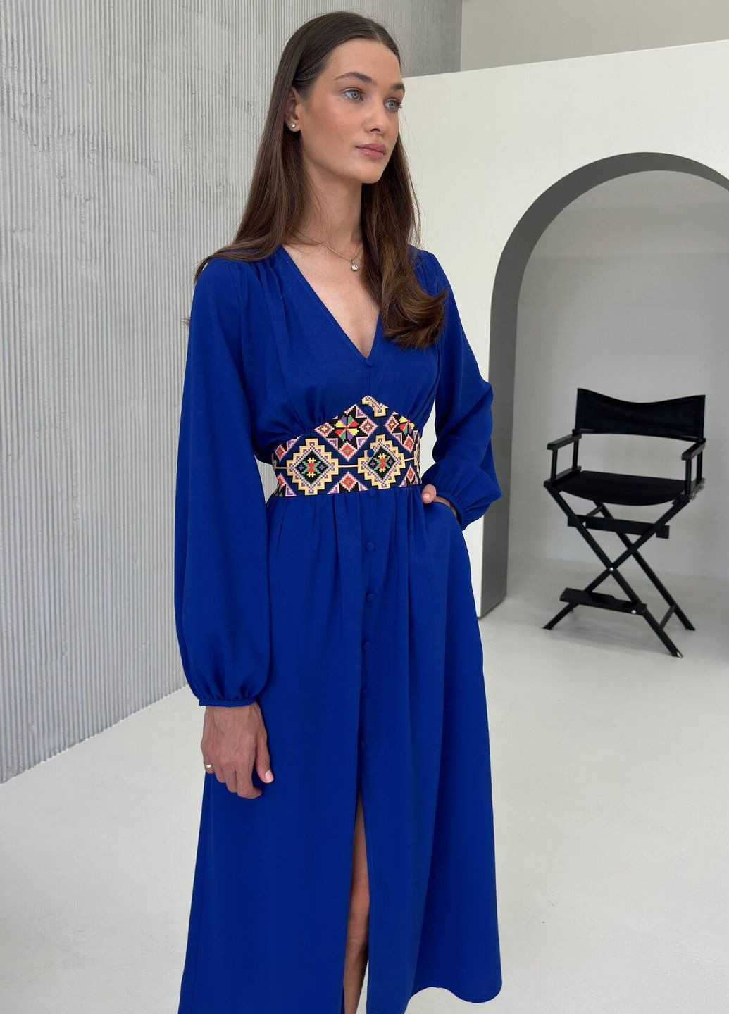 Синя повсякденний сукня Liton з орнаментом