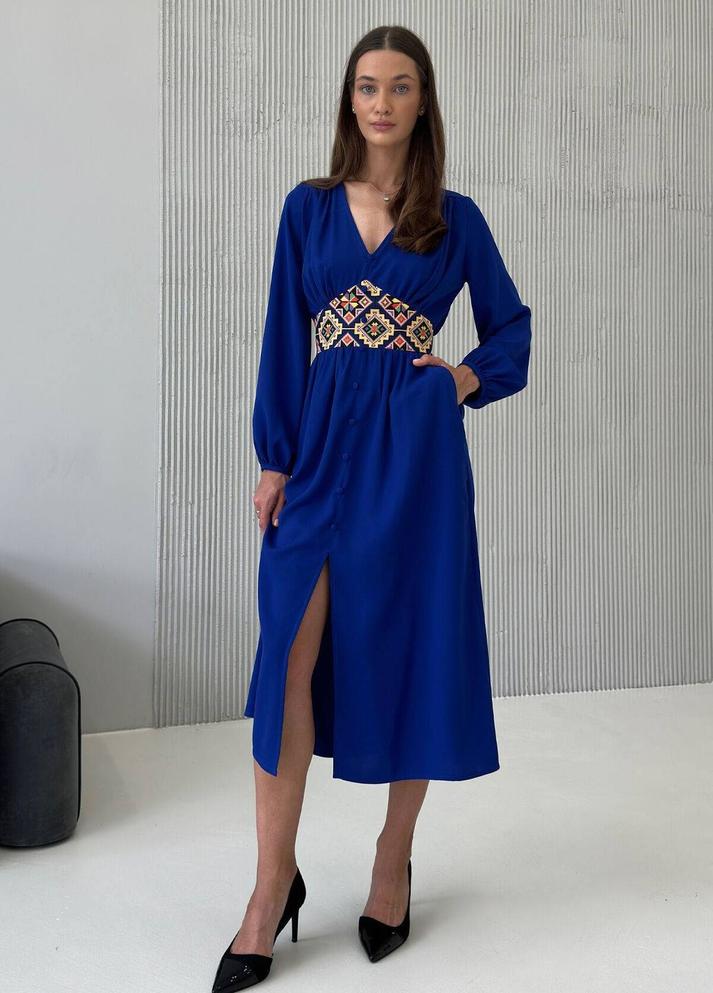 Синя повсякденний сукня Liton з орнаментом