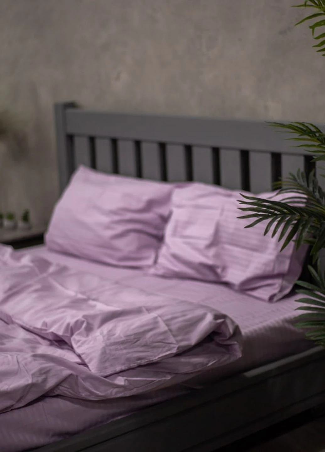Комплект постільної білизни Satin Stripe Lavender 100% бавовна 220х180 см No Brand (260476776)
