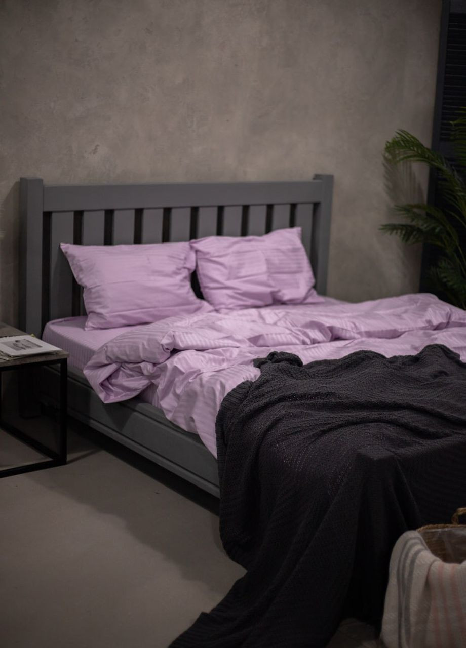 Комплект постільної білизни Satin Stripe Lavender 100% бавовна 220х180 см No Brand (260476776)