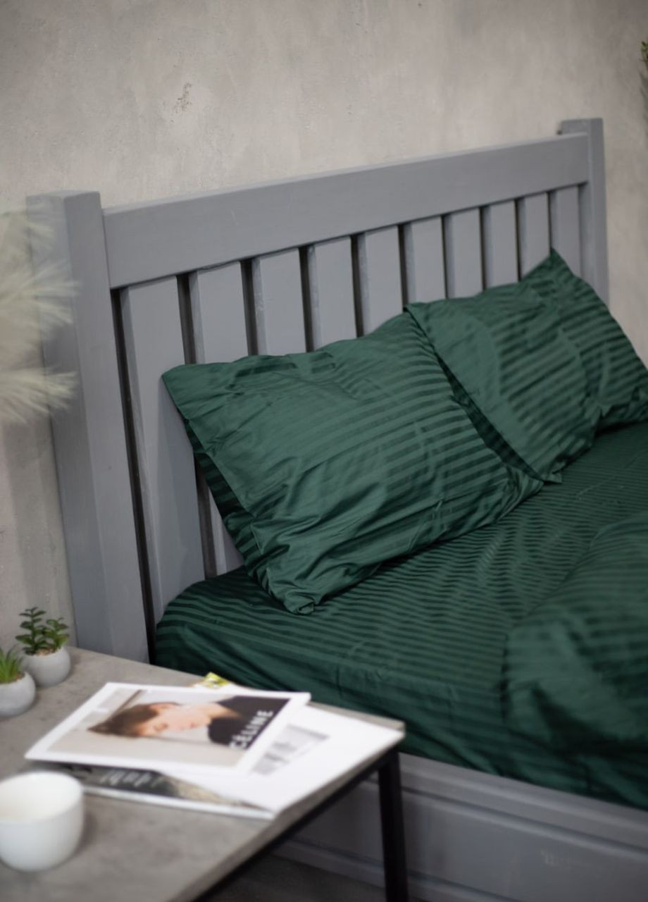 Комплект постельного белья Satin Stripe Emerald 100% хлопок 220х200 см 70х70 см евро No Brand (260476781)