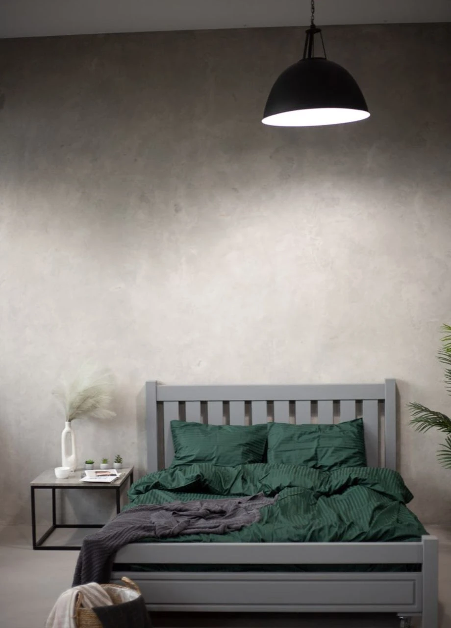 Комплект постільної білизни Satin Stripe Emerald 100% бавовна 215х150 см 70х70 см полуторний No Brand (260476780)