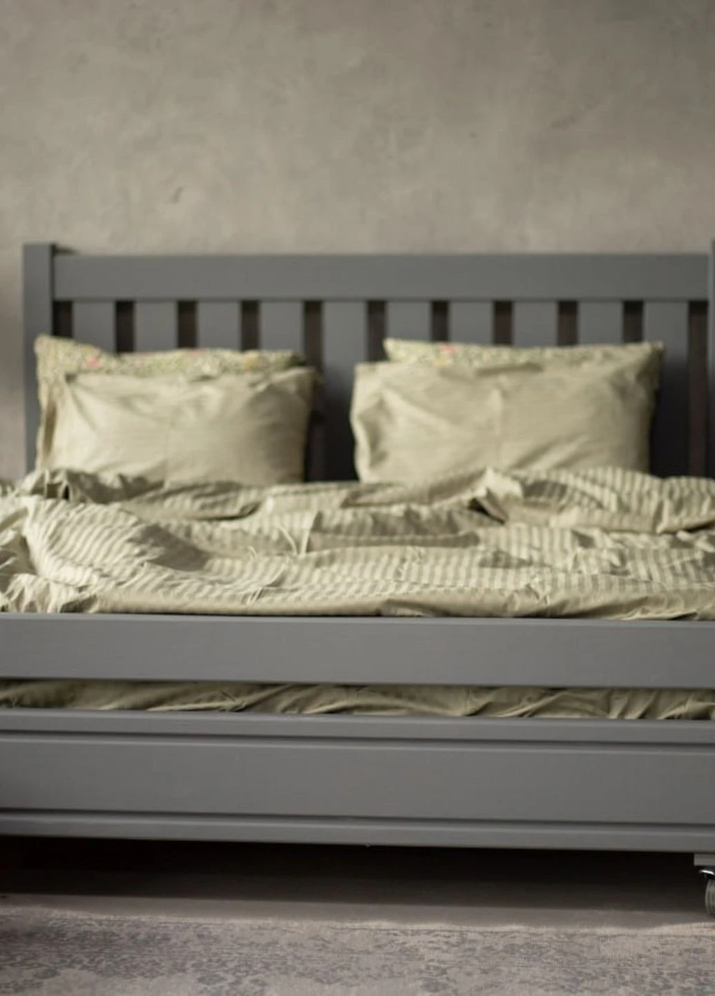 Комплект постельного белья Satin Stripe Olive 100% хлопок 215х150 см 70х70 см полуторный No Brand (260476742)