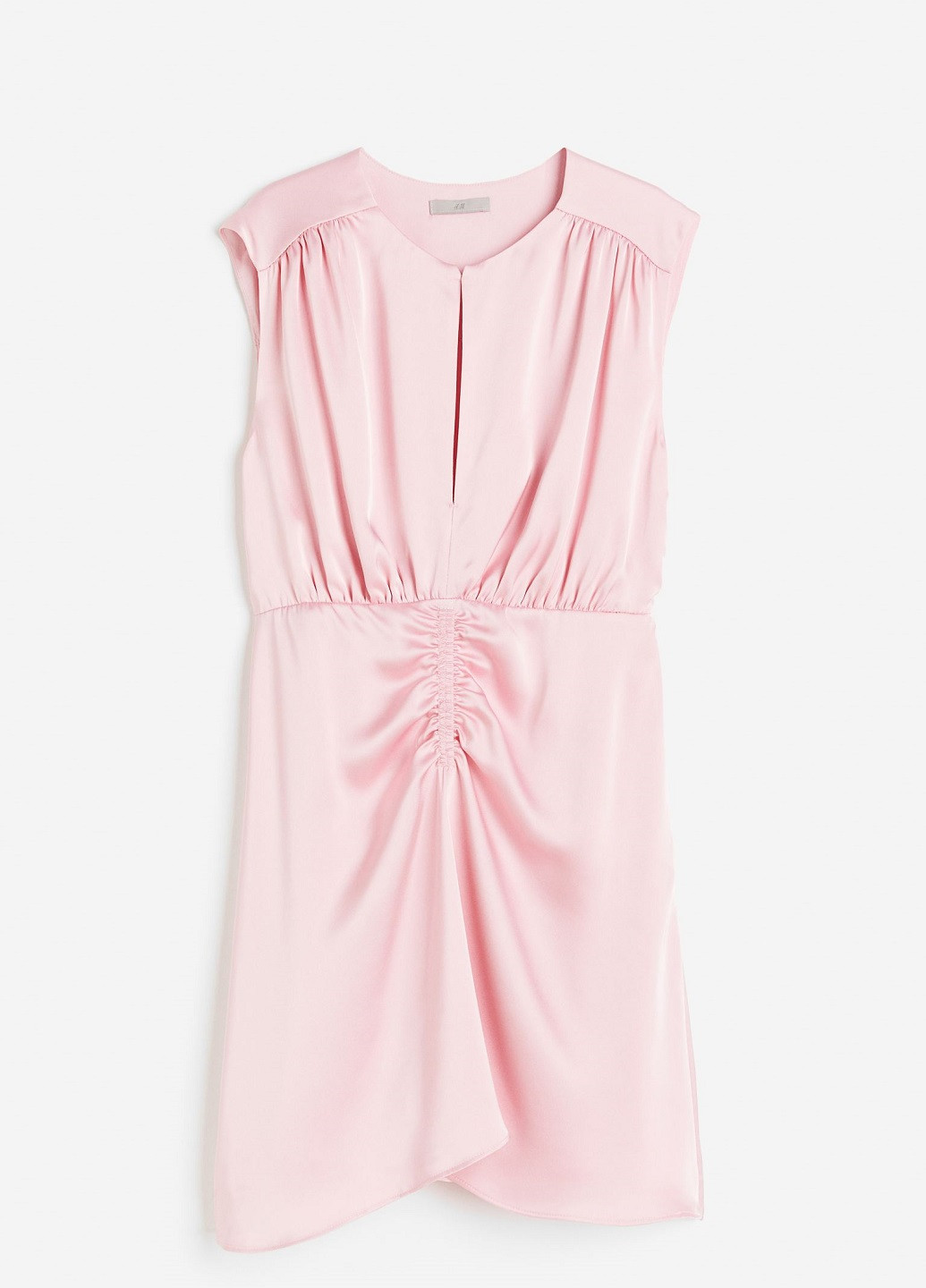 Светло-розовое деловое платье H&M однотонное