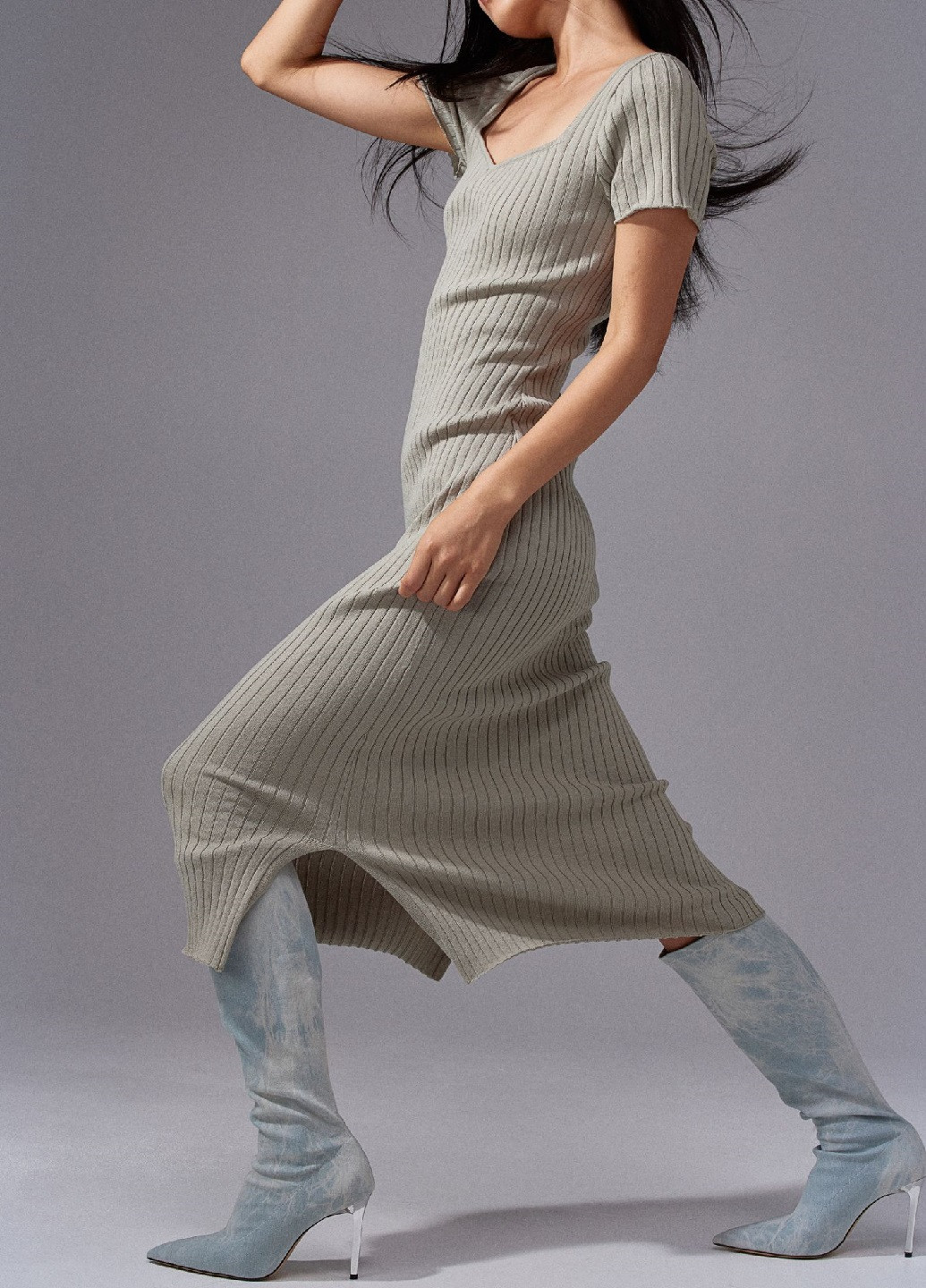 Сіро-бежева кежуал сукня H&M однотонна