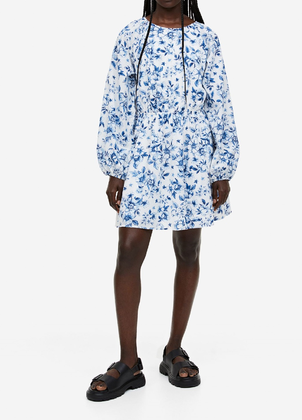Синя кежуал сукня H&M з квітковим принтом