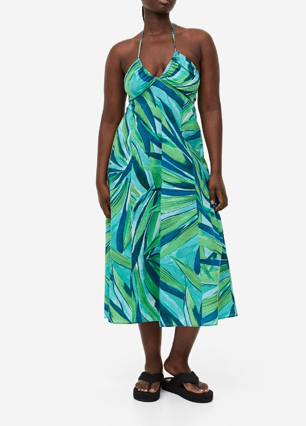 Бірюзова кежуал сукня H&M з абстрактним візерунком