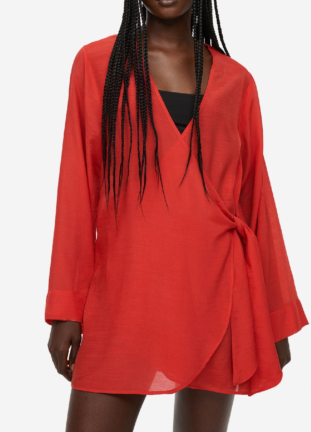 Красное пляжное платье H&M однотонное