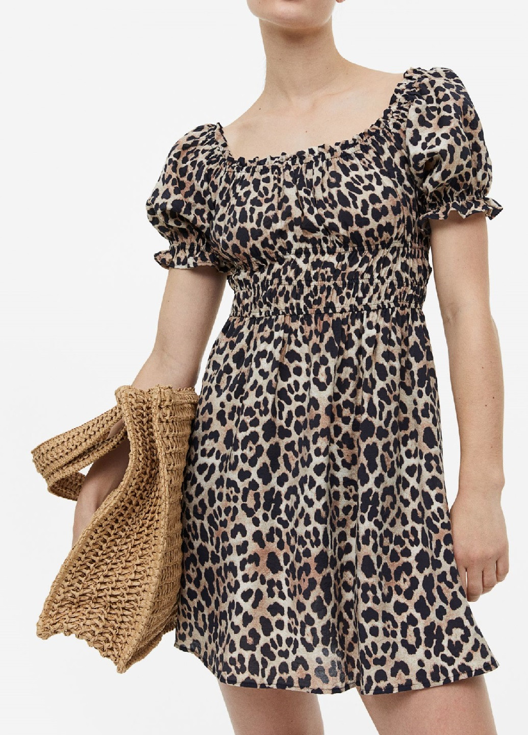Бежевое кэжуал платье H&M леопардовый