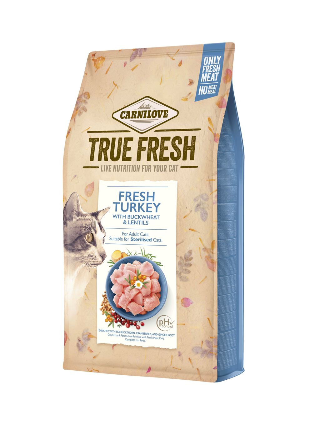 Сухой корм для взрослых кошек True Fresh Cat Turkey с индейкой, 1,8 кг Carnilove (260479254)