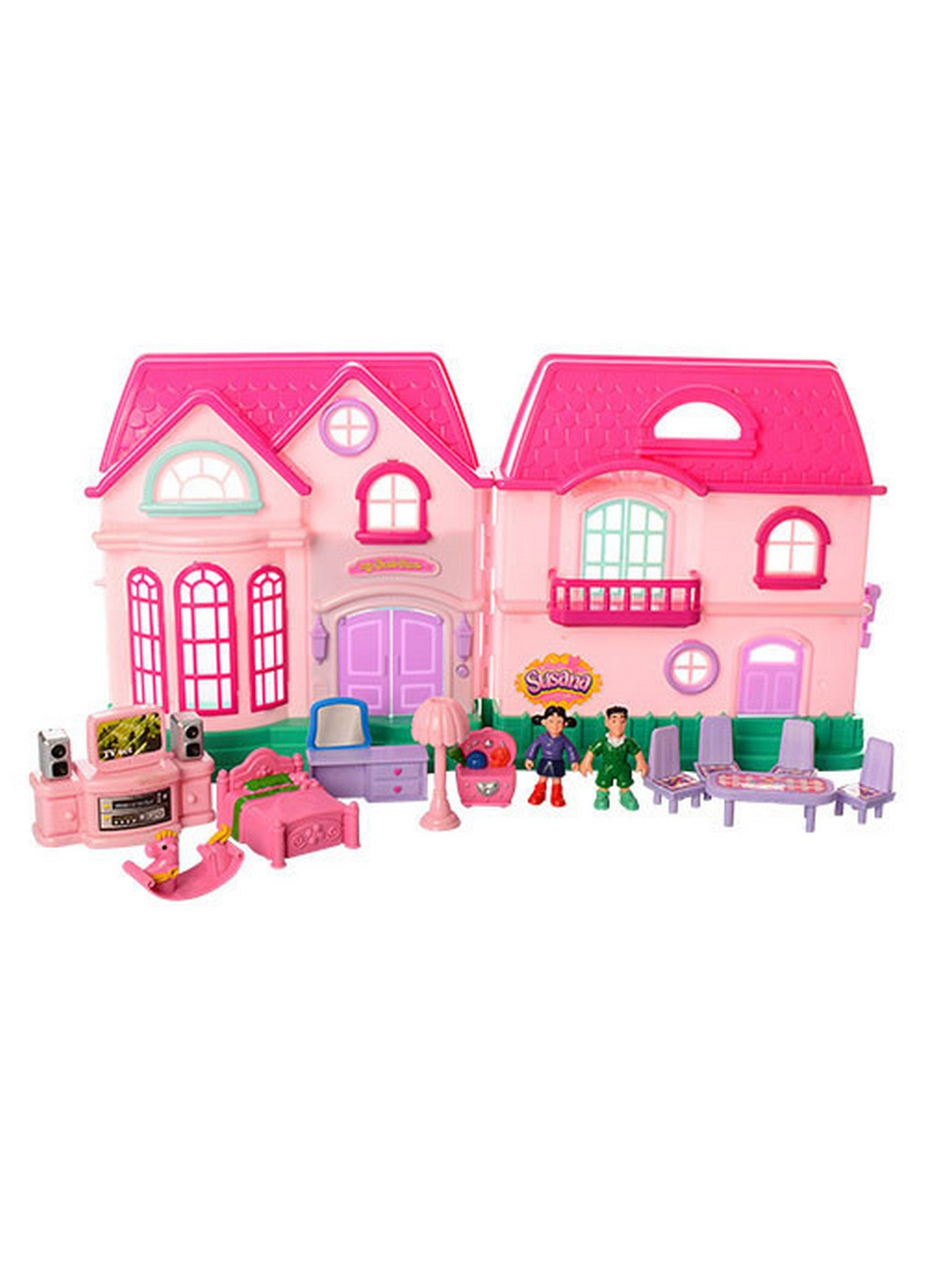 Дитячий ігровий будиночок для ляльок з ляльками та меблями 23,5х14х24 см Limo Toy (260498431)