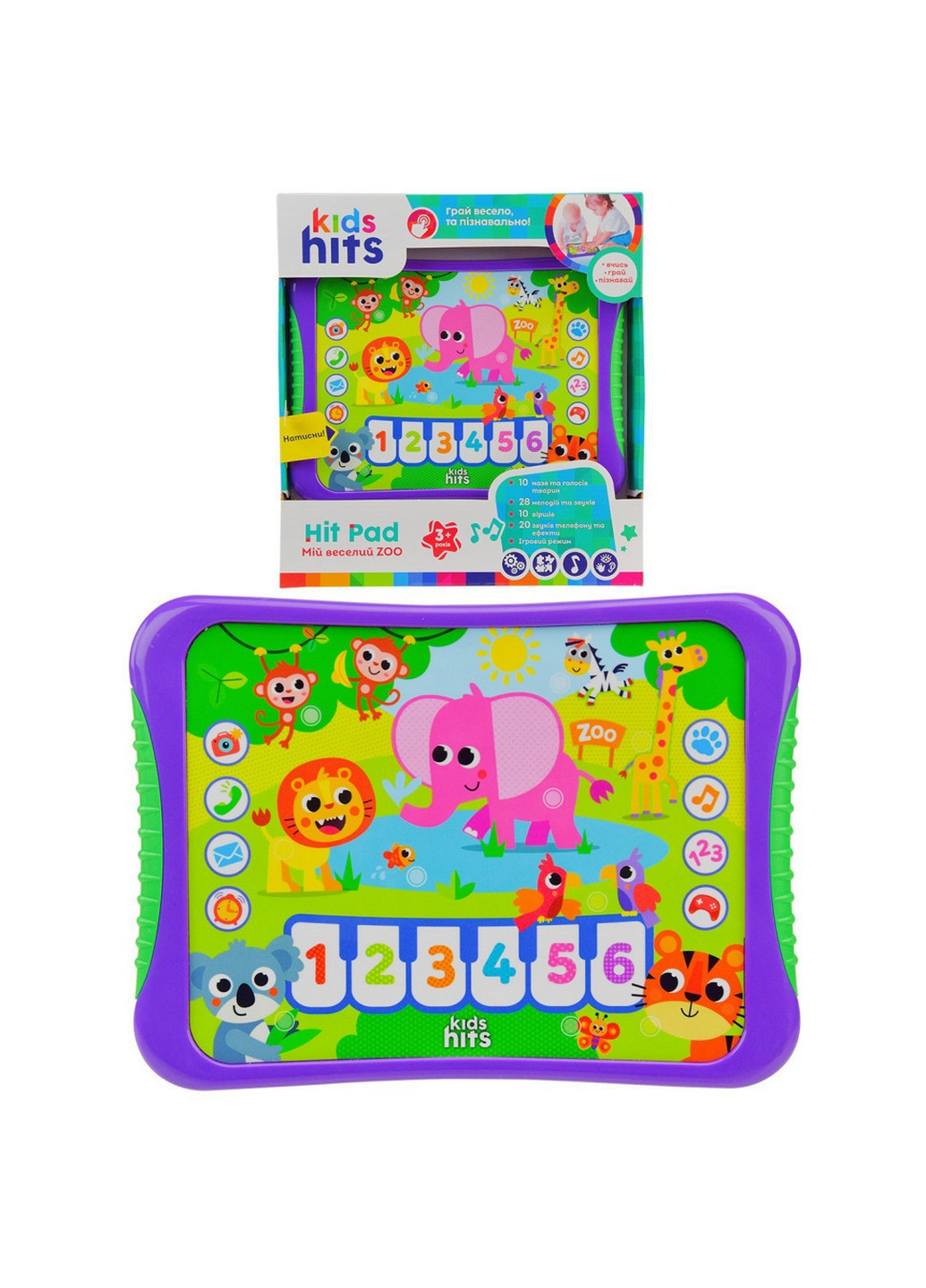 Інтерактивний планшет "Мій веселий Zoo" 27х25х4 см Kids Hits (260499813)