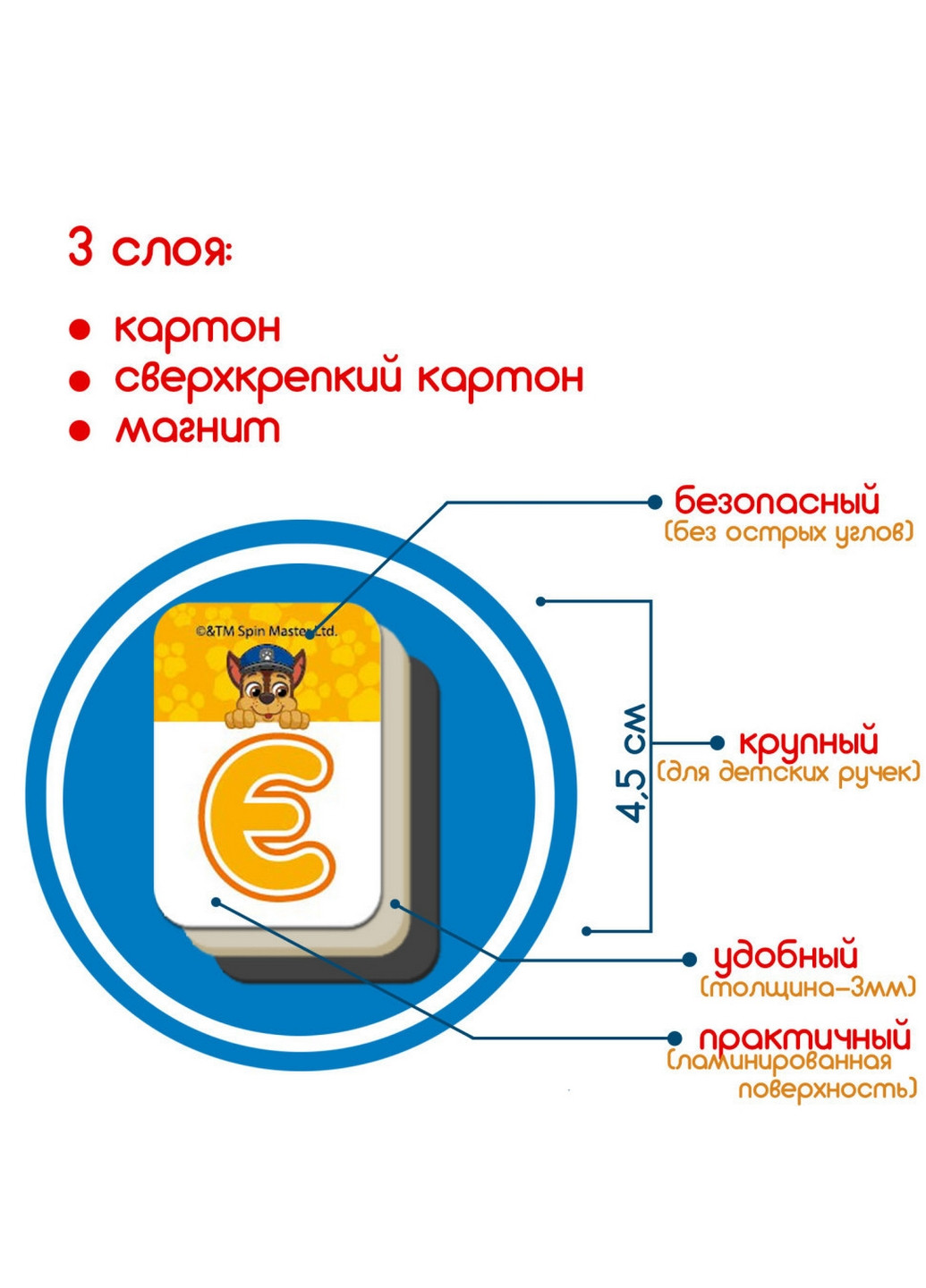 Дитячий набір магнітів Щенячий патруль "Азбука" 20,5х20,5х4 см MAGDUM (260496695)