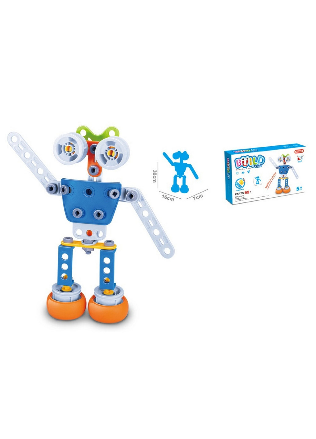 Конструктор дитячий "Робот", 59 елементів 8х23х30 см Hanye (260499765)