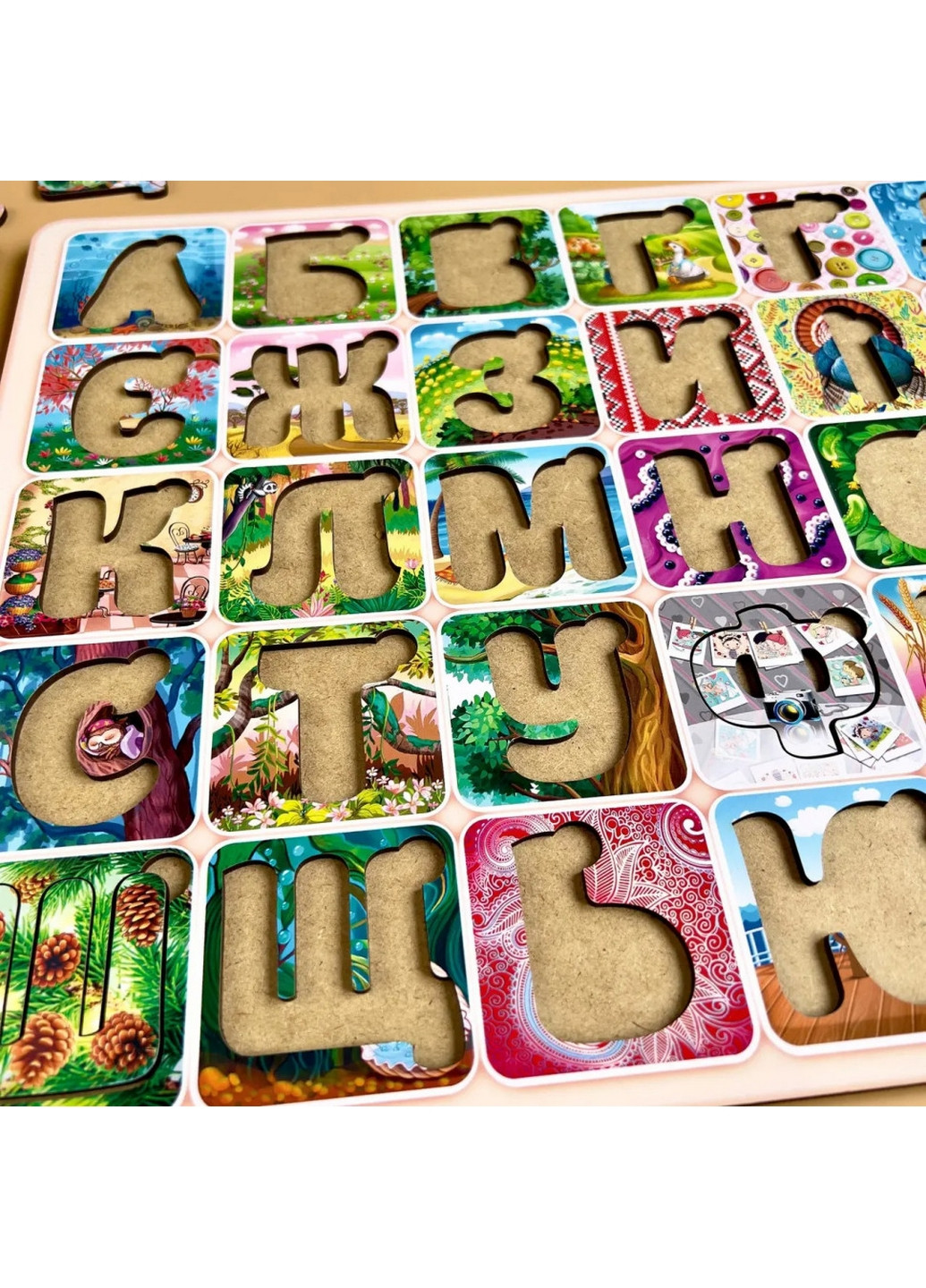 Дерев'яний пазл вкладиш "Український алфавіт" 1х45х31 см Ubumblebees (260496969)