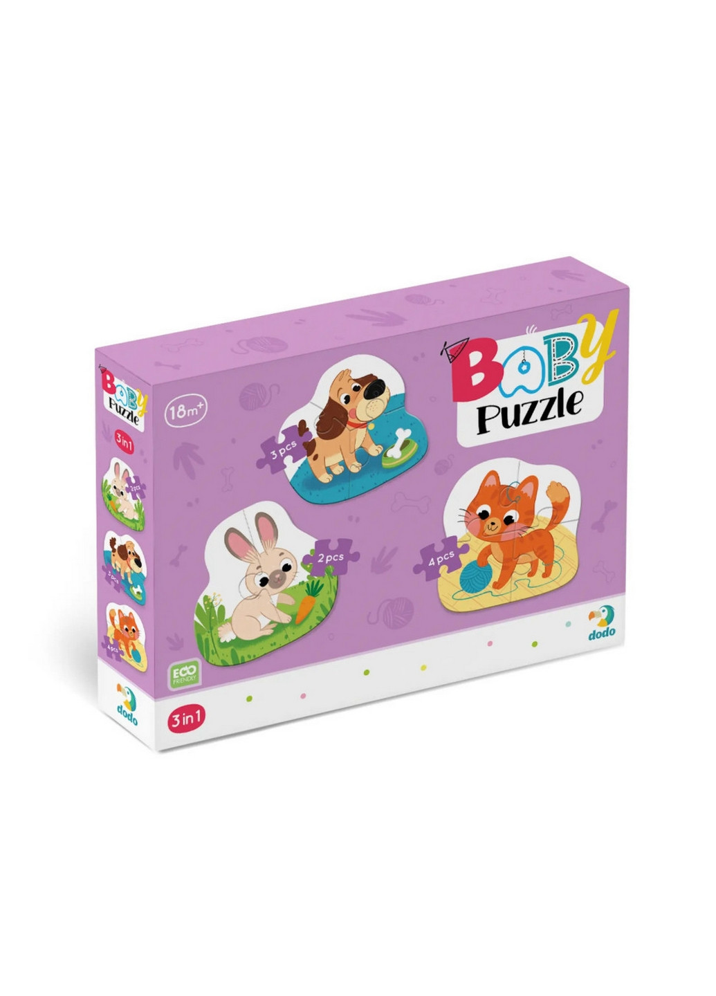 Детский Пазл 3 в 1 "Домашние животные", 9 эл 4х24х18 см Dodo (260496734)