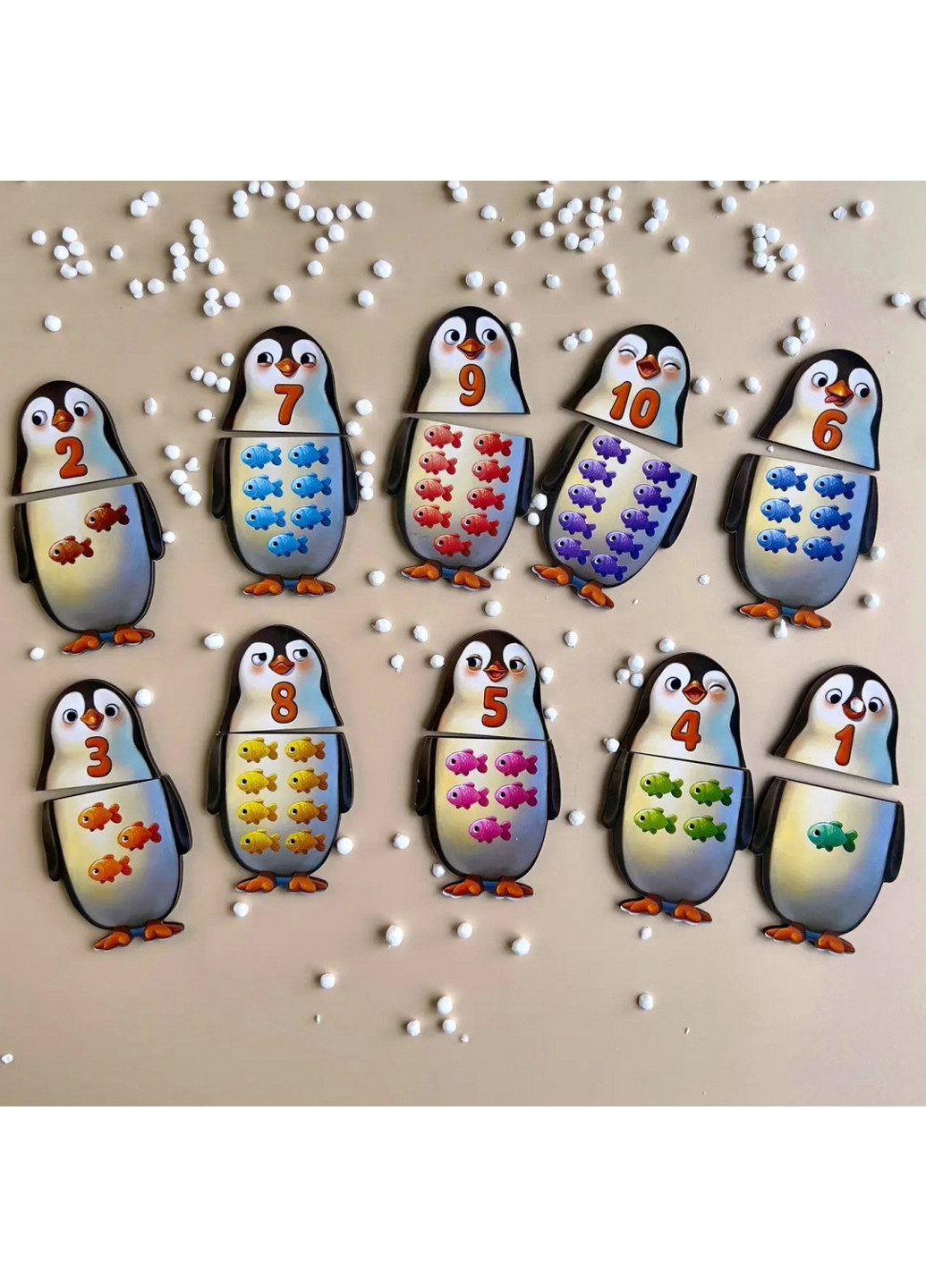 Деревянный пазл-вкладыш "Пингвинчики" счет 1х31х23 см Ubumblebees (260497966)