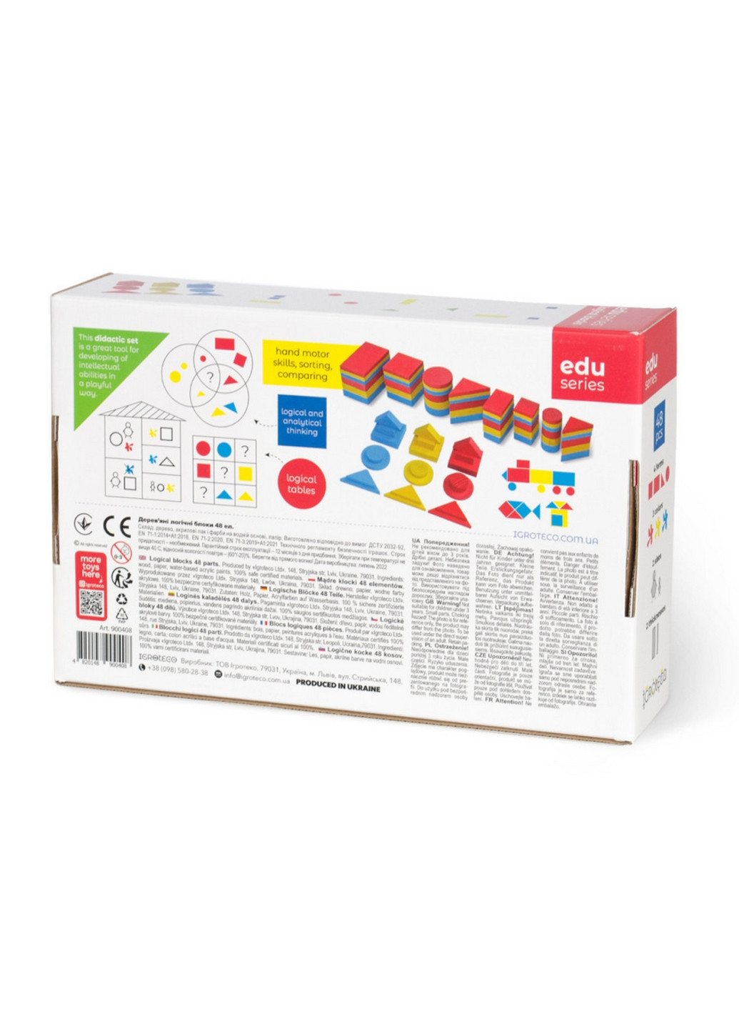 Навчальний набір "Логічні блоки Дьєнеша", 48 деталей 6,6х27х18 см Igroteco (260499789)