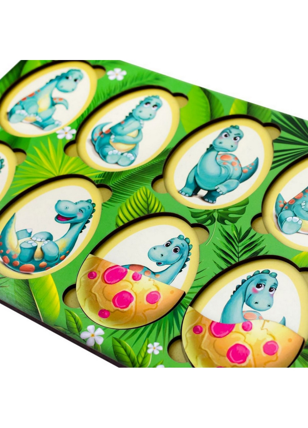 Деревянный пазл-вкладыш "Эмоции Динозавриков", 8 яиц 1х29х20 см Ubumblebees (260499804)