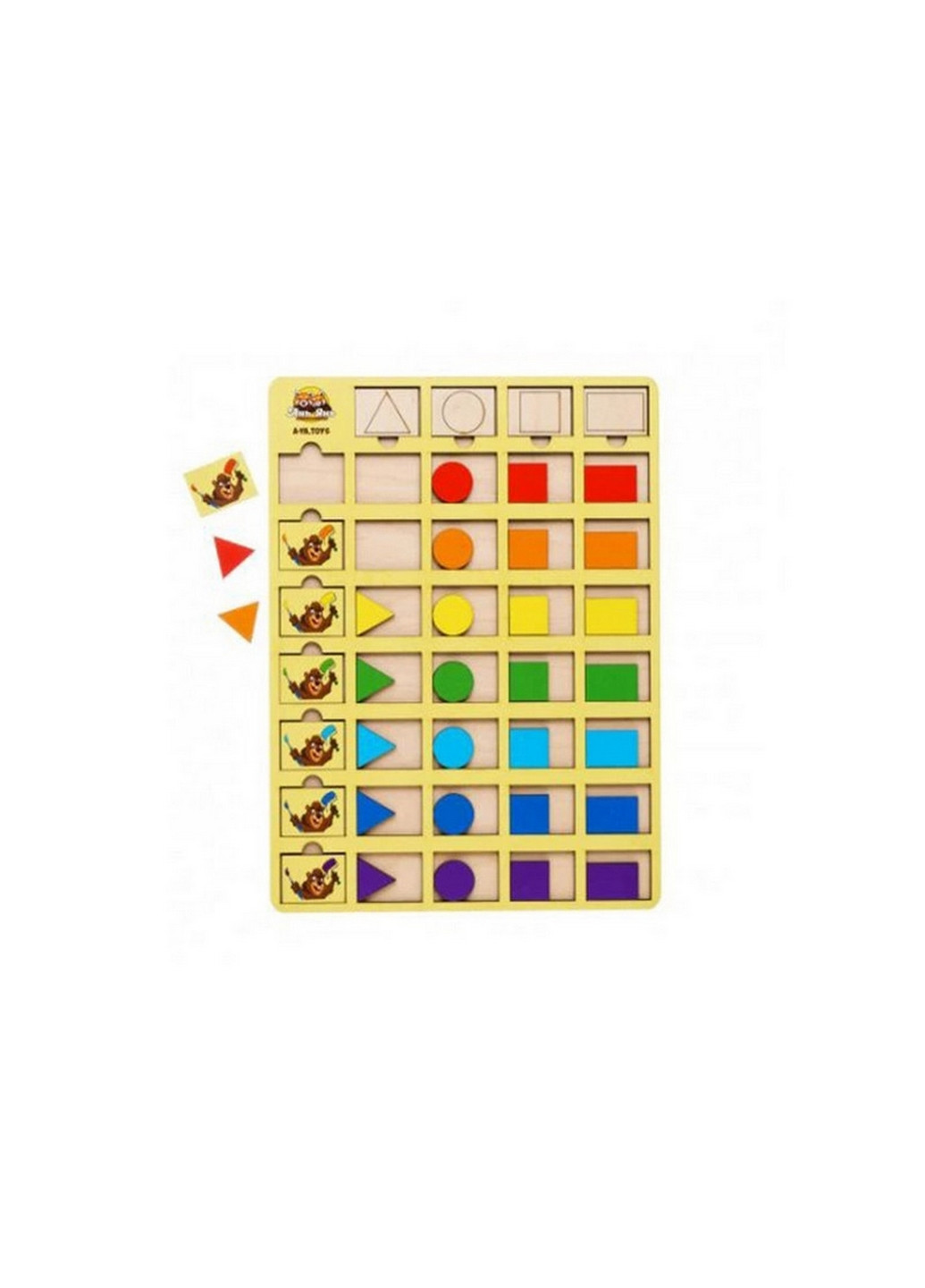 Деревянный пазл-вкладыш "Бобры-маляры – 2" геометрические фигуры 1х24х33 см Ubumblebees (260498970)