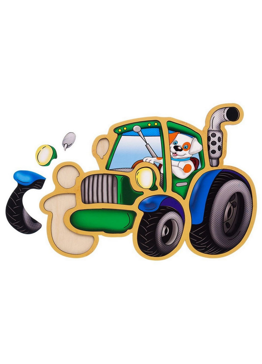 Деревянный пазл-вкладыш "Трактор" пазл-контур 1х32х23 см Ubumblebees (260499806)