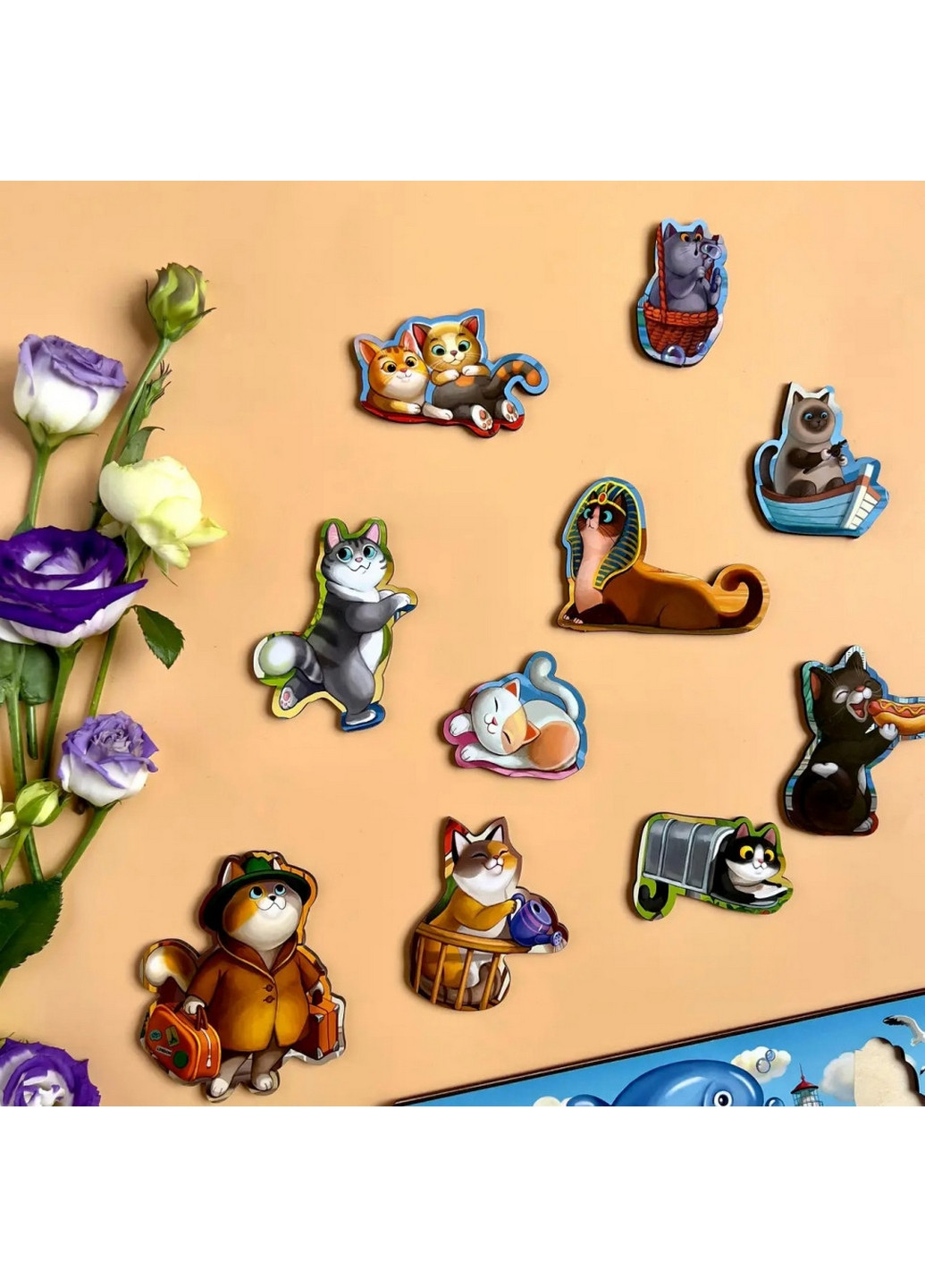 Дерев'яний пазл-вкладиш "Котики -1" з будиночком 1х24х33 см Ubumblebees (260497975)