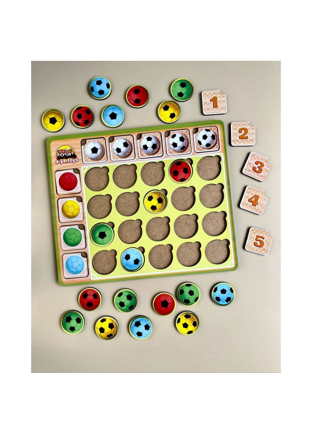 Деревянный пазл-сортер "Футбольные мячики" цвет и счет 23х27 см Ubumblebees (260497961)