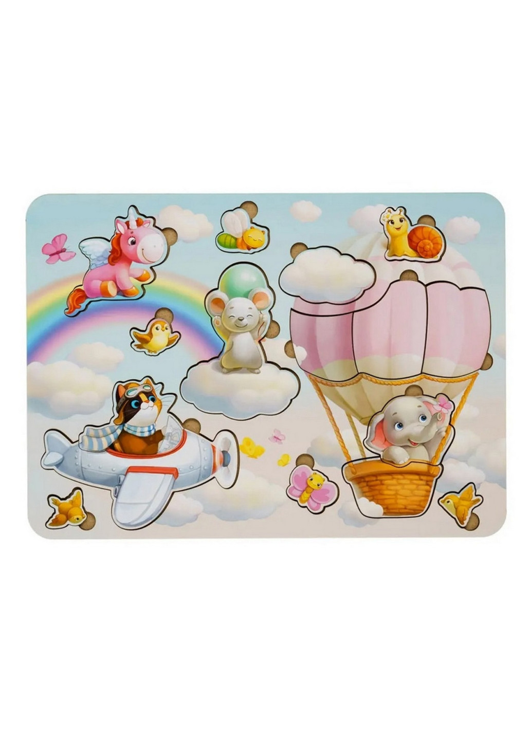 Деревянный пазл-вкладыш "Звери", 15 элементов 1х32х23 см Ubumblebees (260499795)