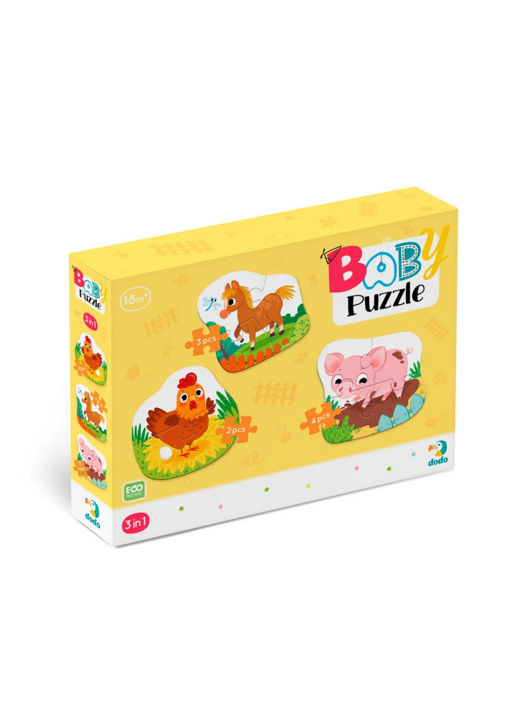 Детский Пазл 3 в 1 "День на ферме", 9 эл 4х24х18 см Dodo (260499640)