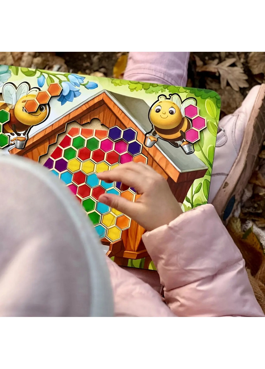 Деревянный пазл-вкладыш "Веселые пчелки" сортер-тетрис 1х31х23 см Ubumblebees (260499809)