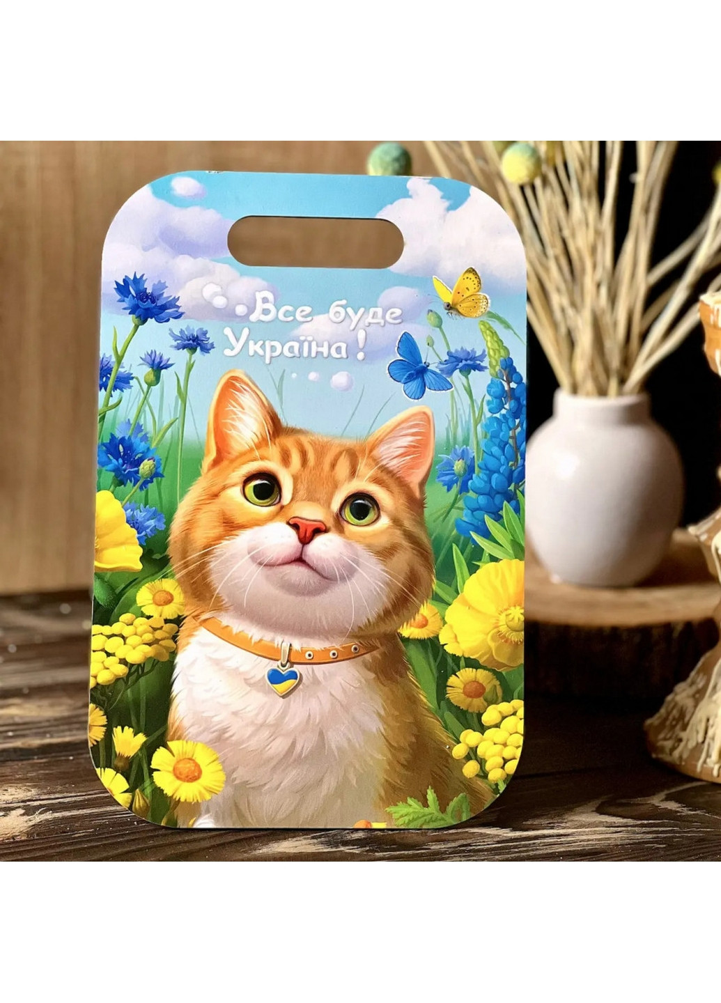 Дерев'яна дошка "Рудий котик" прямокутна 0,3х20х25 см Ubumblebees (260498973)