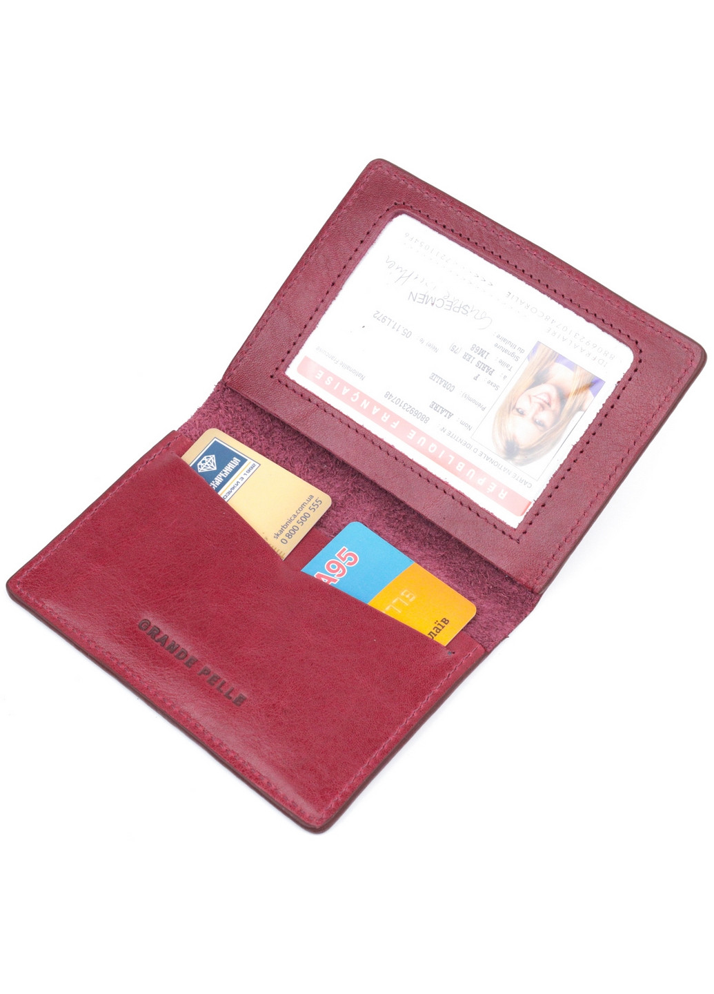 Шкіряна обкладинка для документів жіноча 10х13,8 см Grande Pelle (260499410)