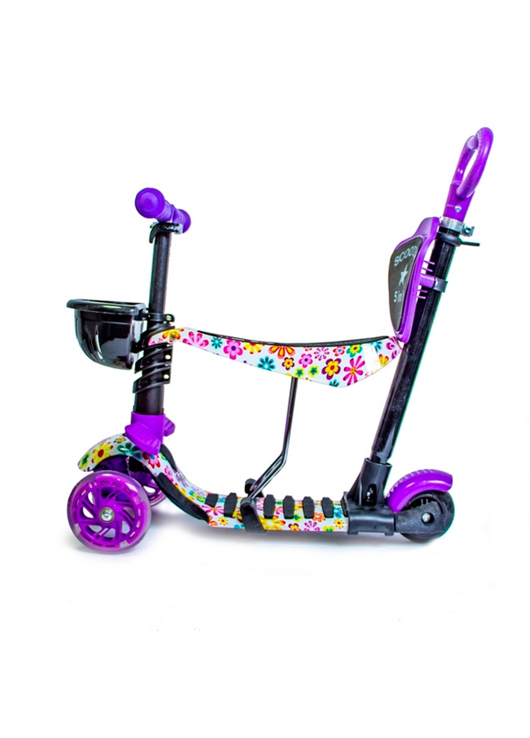 Самокат 5 в 1, с родительской ручкой От 2-8 лет Scale Sports (260499686)