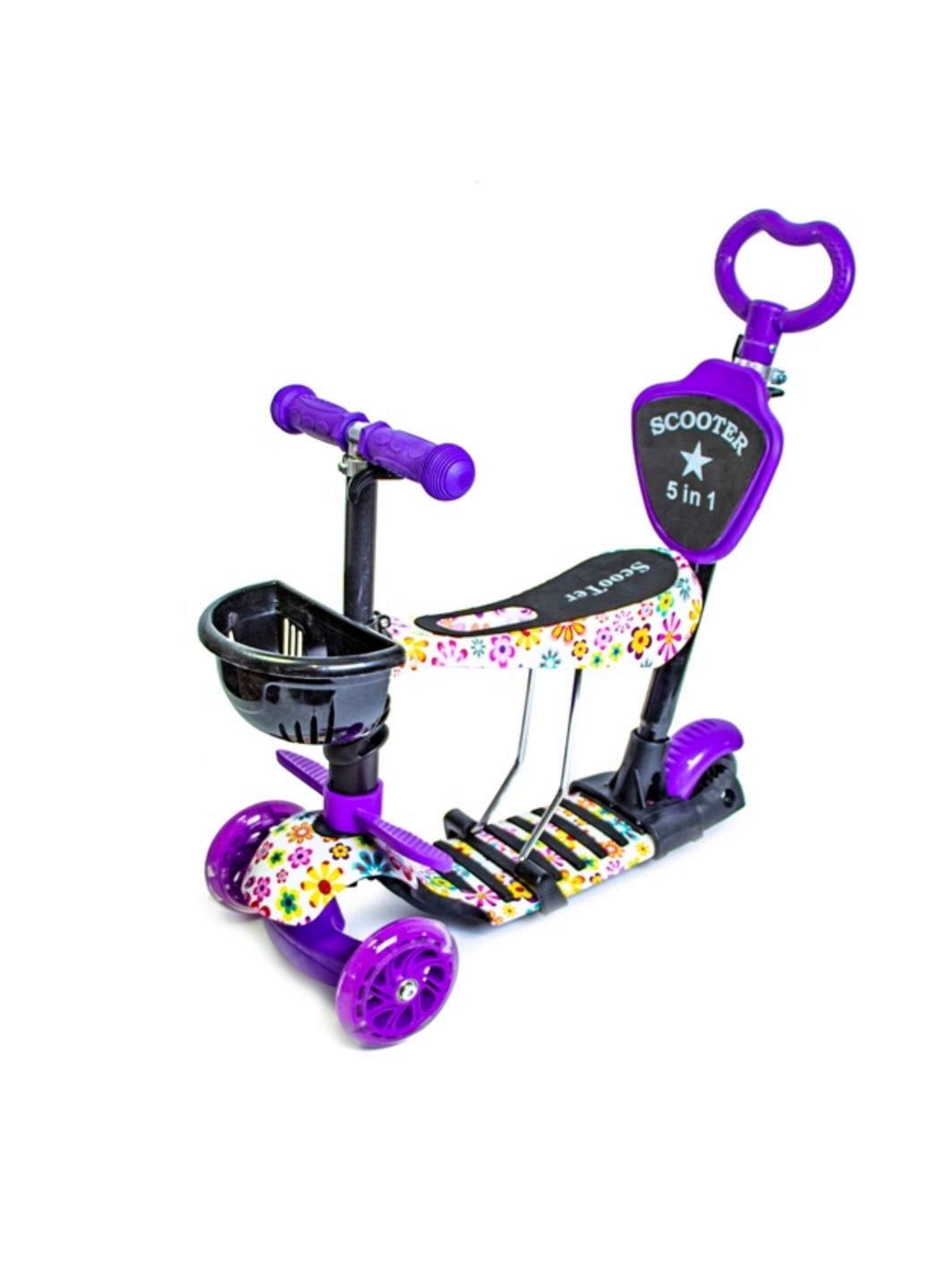 Самокат 5 в 1, с родительской ручкой От 2-8 лет Scale Sports (260499686)