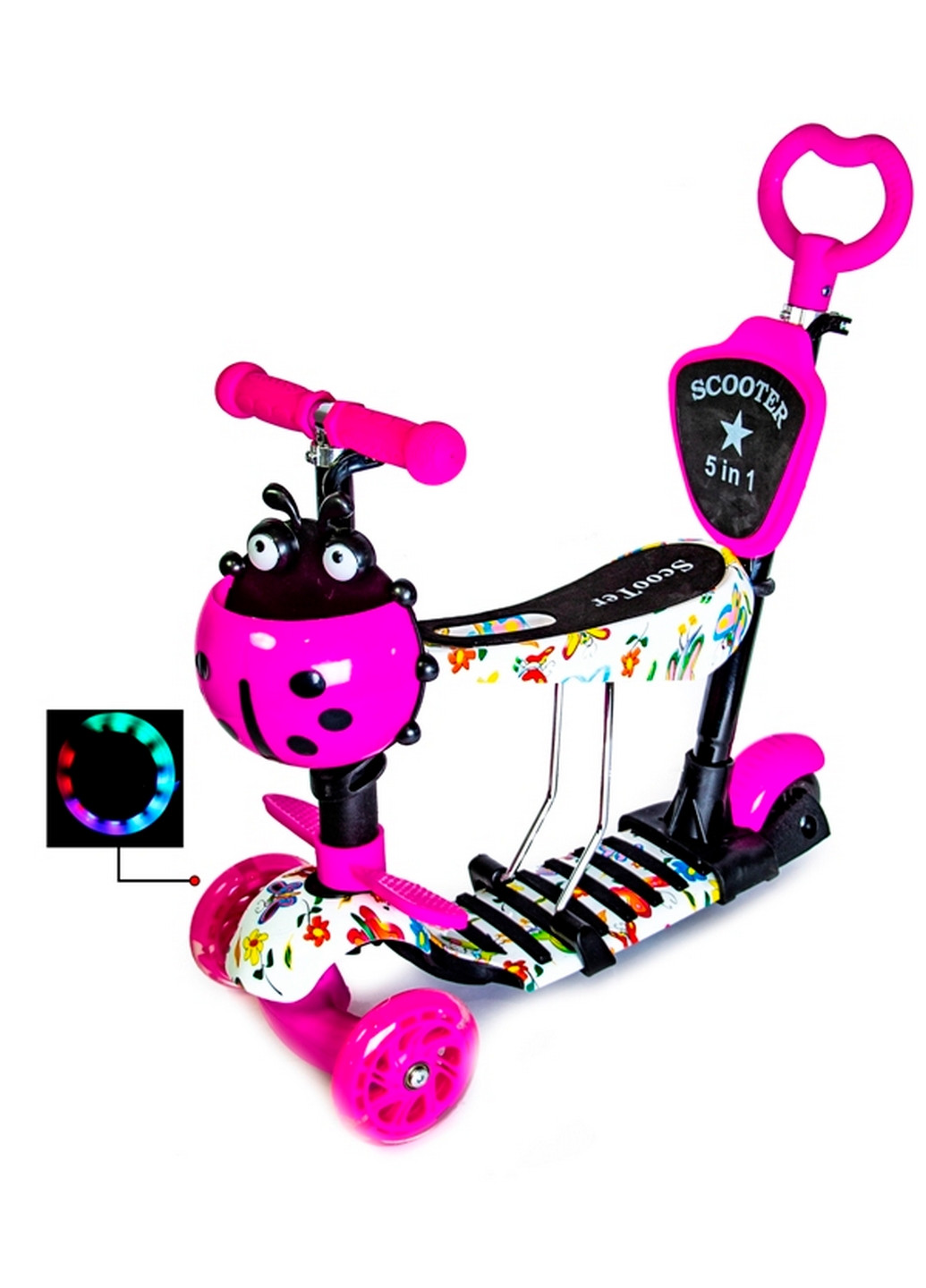 Самокат 5 в 1, с родительской ручкой От 2-8 лет Scale Sports (260497864)